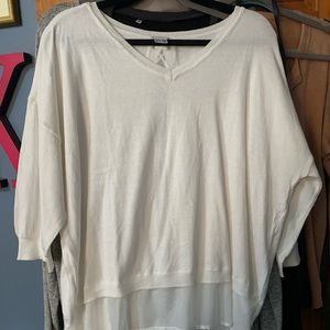 Venus White Sweater With Sheer Underlay